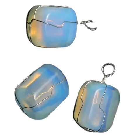 wholesale factory supplier healing stone crystal pendant for jewelry making red jasper tumble wire wrapped crystal pendant