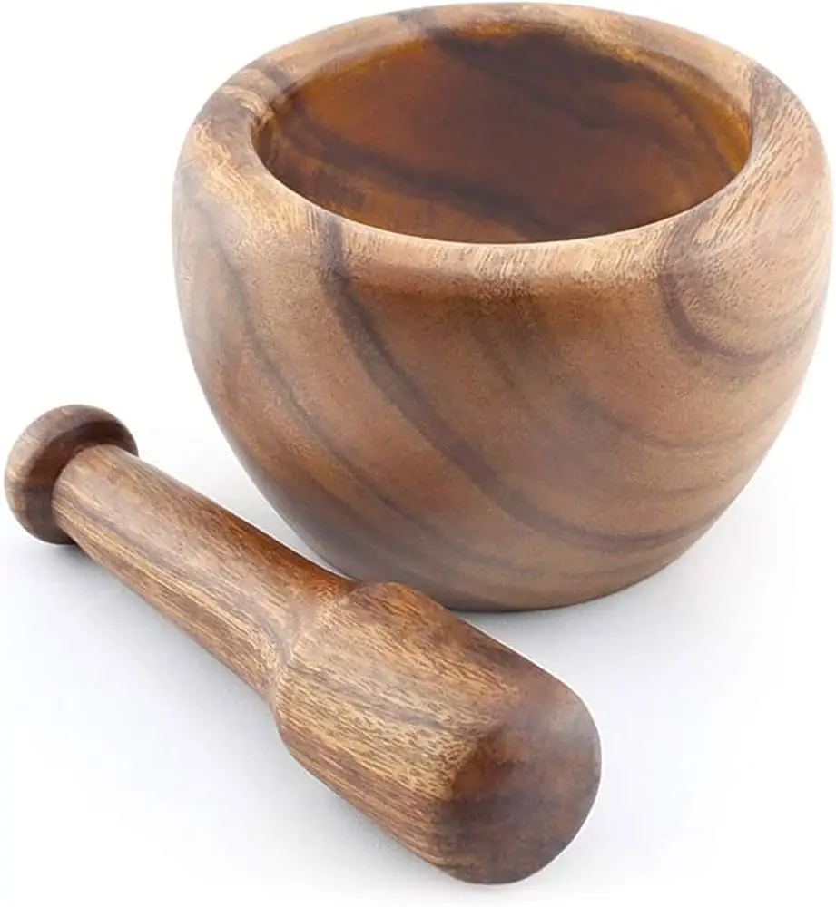 Classy Acacia Wood Mortar and Pestle Perfect for Grinder for Herbs Garlic Walnut Spices & Kitchen Essentials Usage