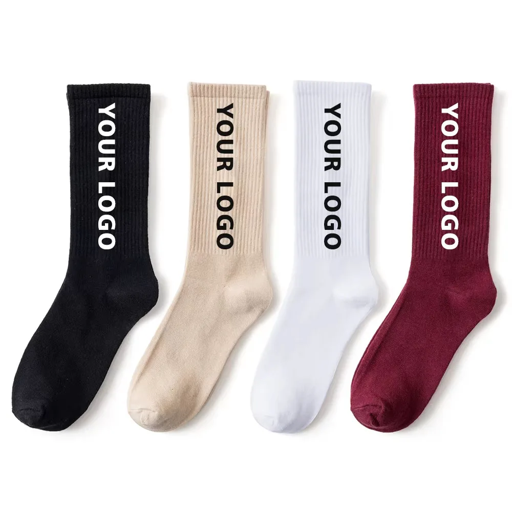 Wholesale high quality cotton running yoga oem socks calcetines al por mayor crew custom design men sport sock with logo