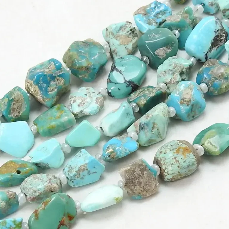 Arizona Turquoise Natural Polished Rough Tumble Bead