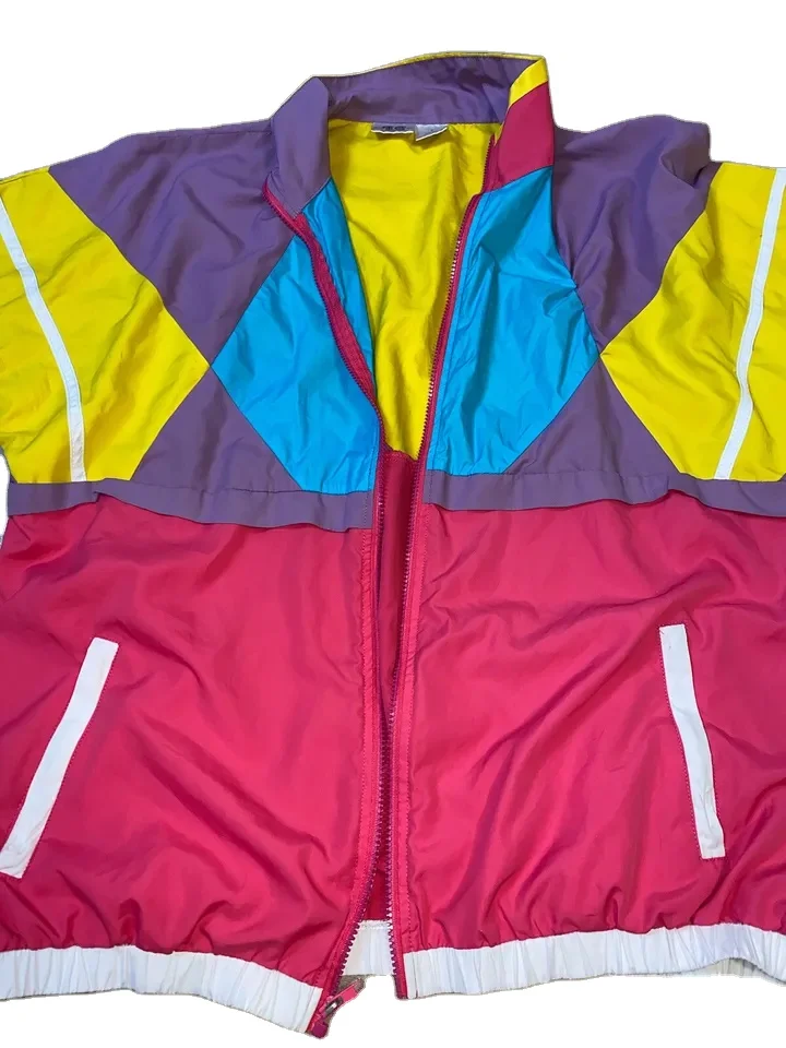 Neon Green Windbreaker Super Color Block Mix Color Scheme Lightweight Breathable Quick Dry Mesh Lining