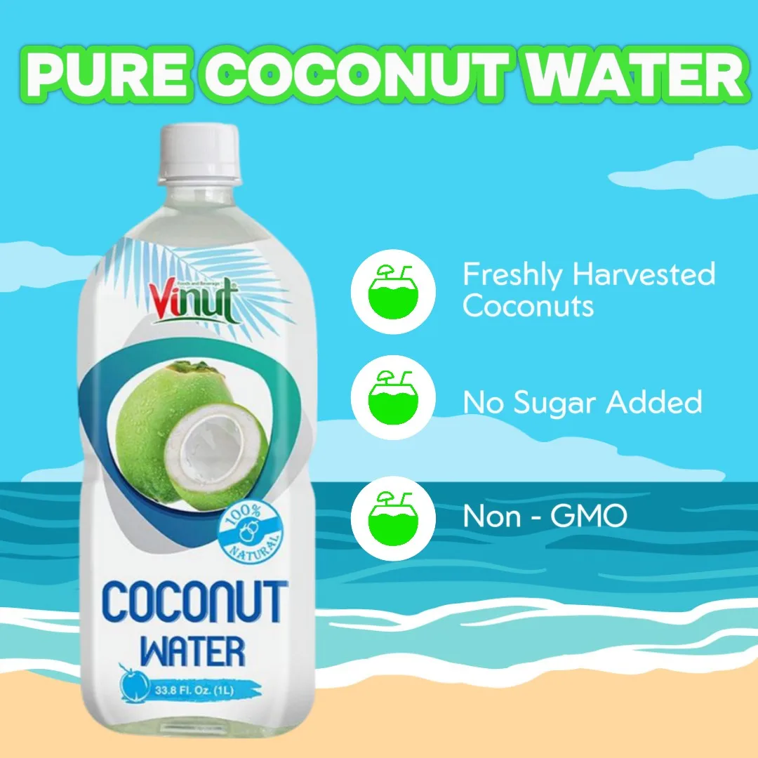 100% Pure Coconut Water w Watermelon | 1000ml (Pack of 24) VINUT, Plant Based, Non-GMO, No Added Sugar, Essential Electrolytes