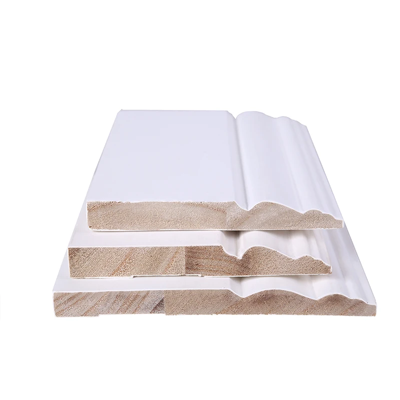 Factory Directly Supply Water Proof Timber White Primed MDF Baseboard Solid wood Baseboard Moulding Modern