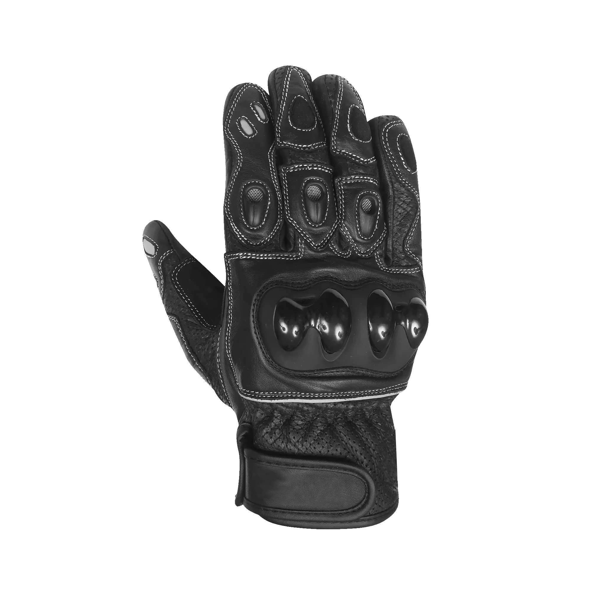 Leather Motorbike Gloves Motorcycle Riding Bike Gloves Comfortable Full Finger Motorbike Summer Gloves By QUICK WAY INDUSTRIES