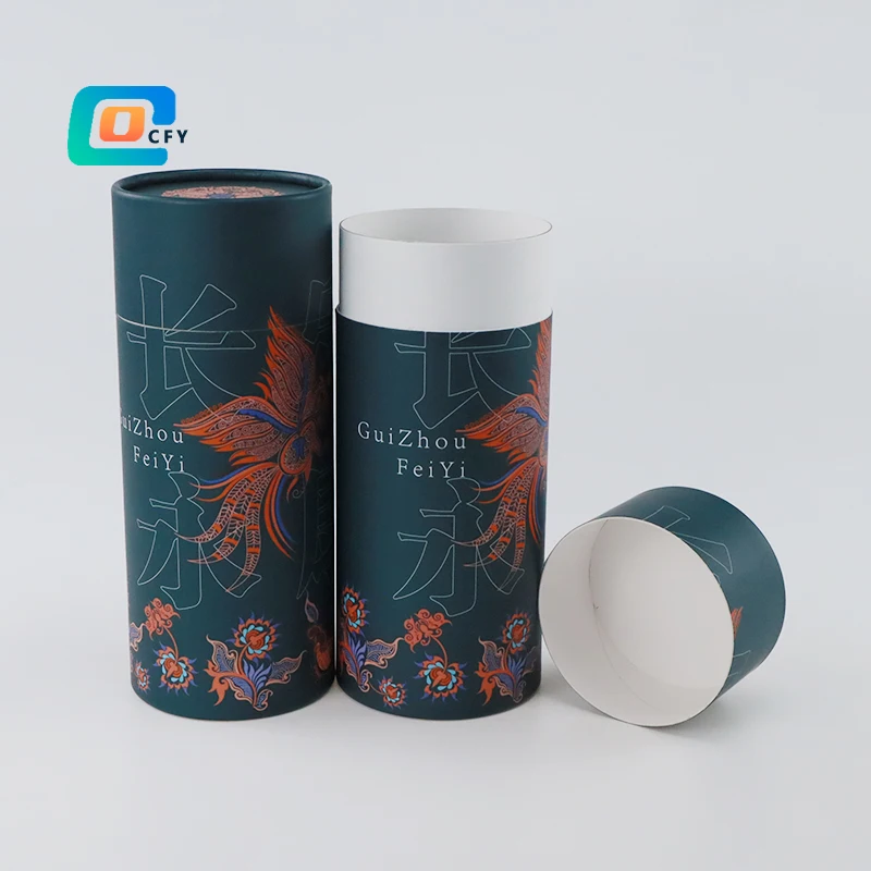 Luxury Hot Stamping Water Bottle Gift Round Box Recyclable Black Underwear clothes Cylindrical Tube Packaging