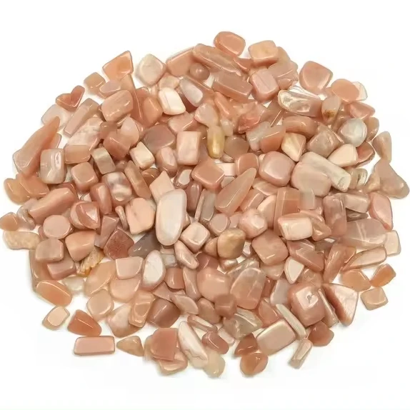 Wholesale Natural Peach Moonstone 5mm-14mm Quartz Decorative Crystal Stone Tumbled Gravel Chips Healing Meditation Reiki Stones