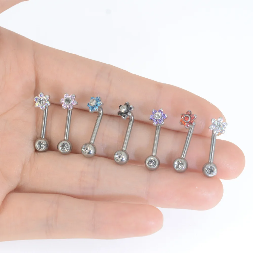 POENNIS Titanium Tranish Free Christina Vertical Hood Crystal Flower Sexy Vagina Genital VCH Piercing Jewelry