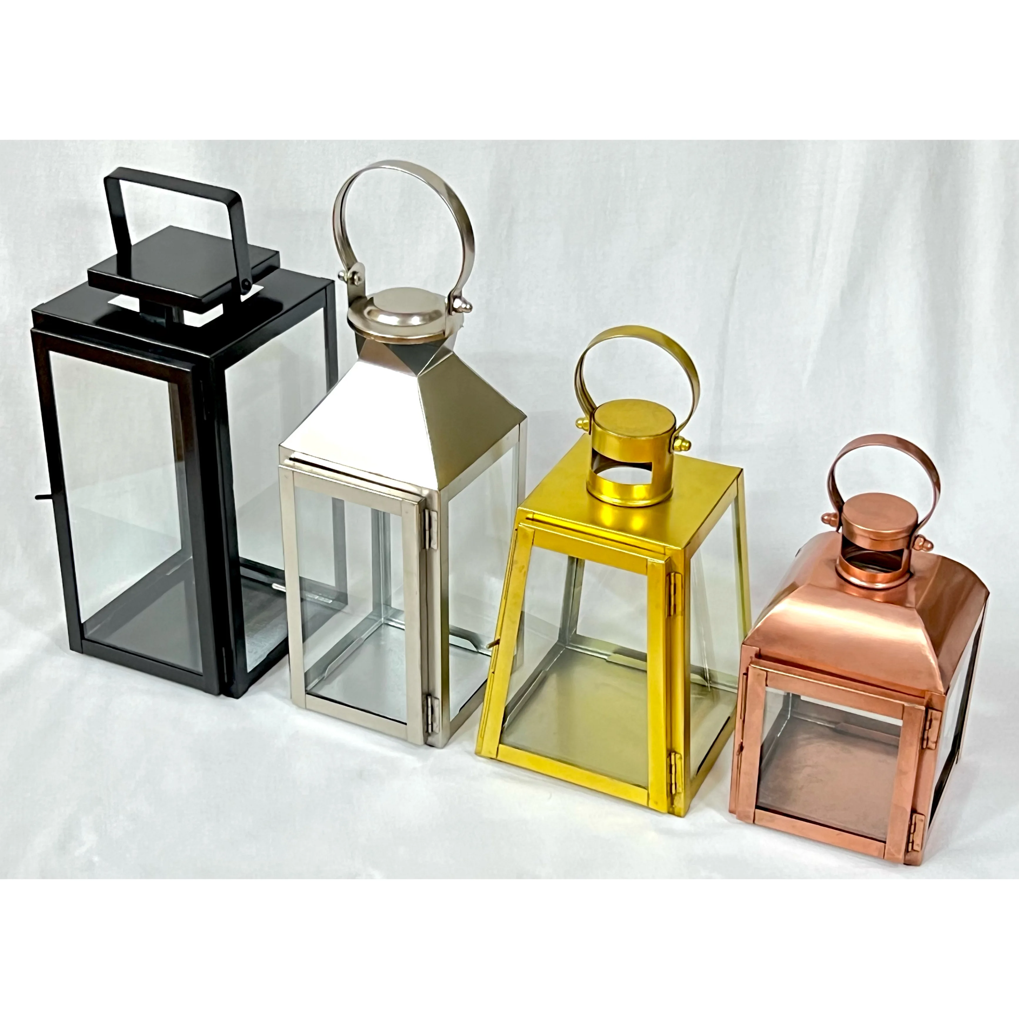 High Quality Shiny Metal Mini Tea Light Candle Lanterns Multiple Designs for Home Decorations as Pillar Holders