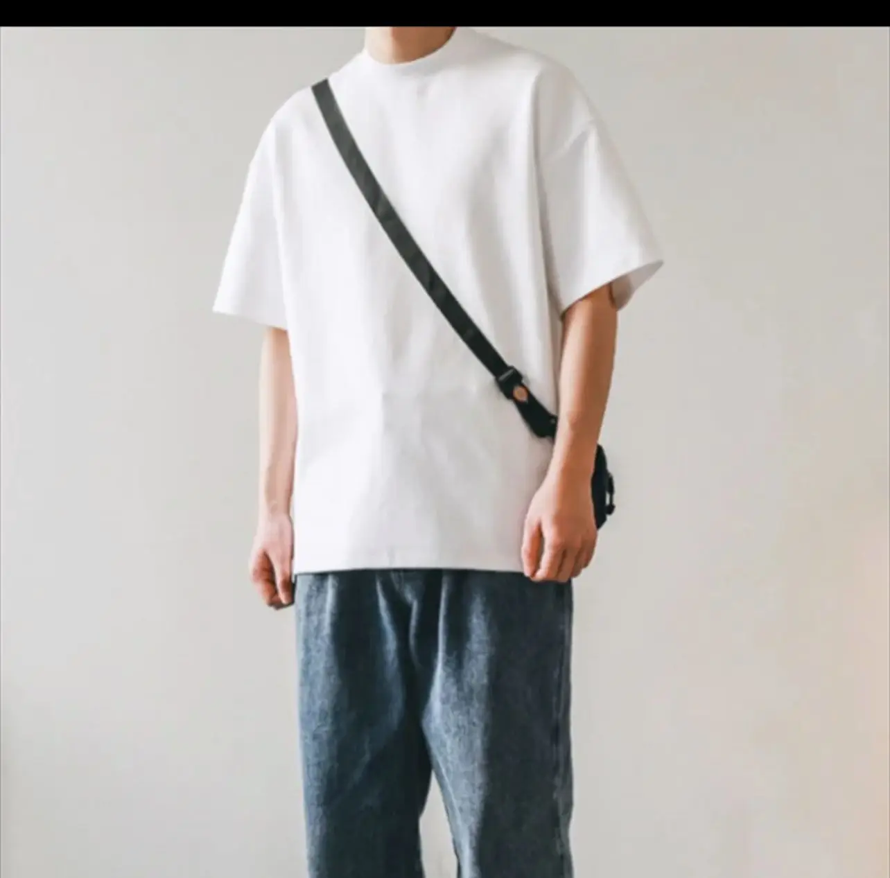 Custom Print T-shirt Mens Tee Shirt Thick Collar 100% Cotton T Shirts Heavyweight Plain Oversized Mock Neck Tshirt For Men
