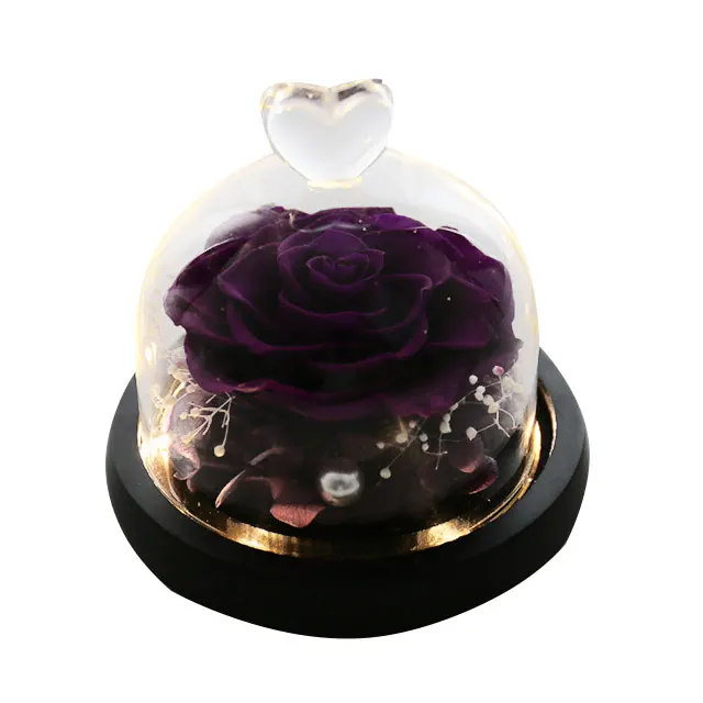 Preserved roses handmade forever rose flower in glass dome with gift box for home decor