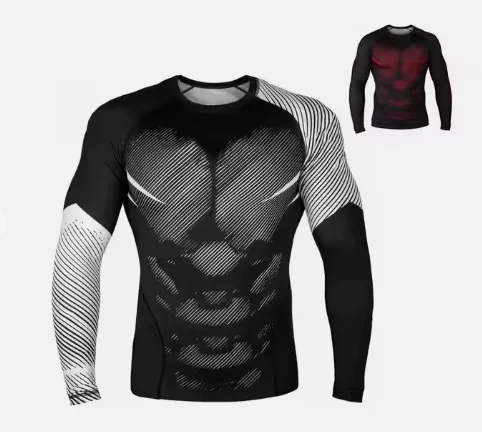 2024 New Men Custom Rash Vest Long Sleeve Quick Dry UV Protection MMA Rashgurad Jiu Jitsu Swim Shirt Printed Rash Guard