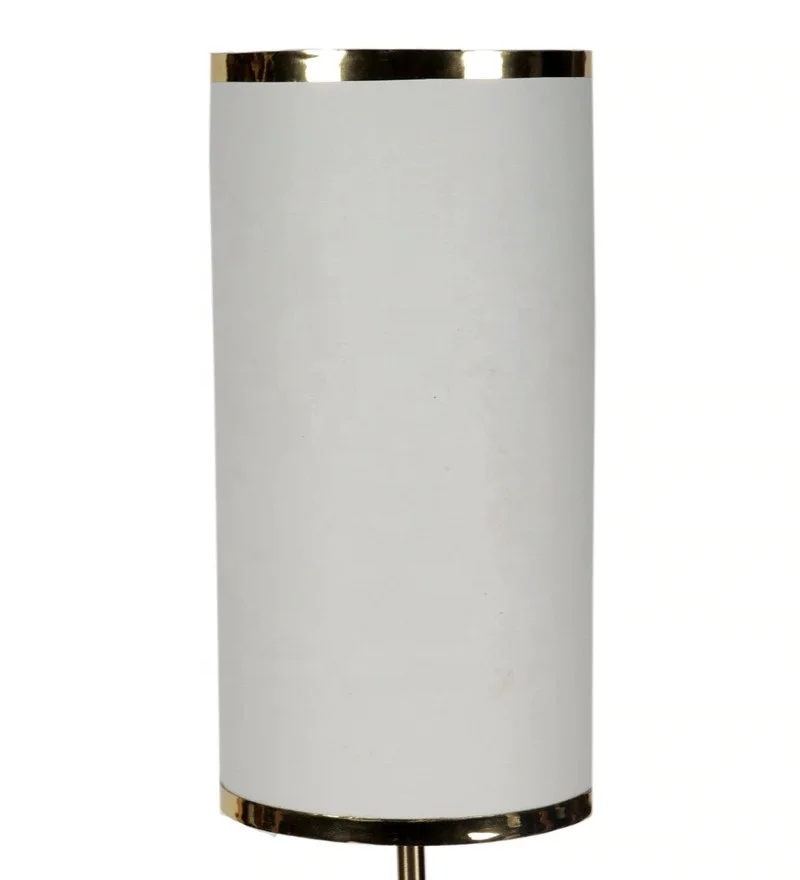 Best Quality White Fabric Shade Floor Lamp With Gold Base .