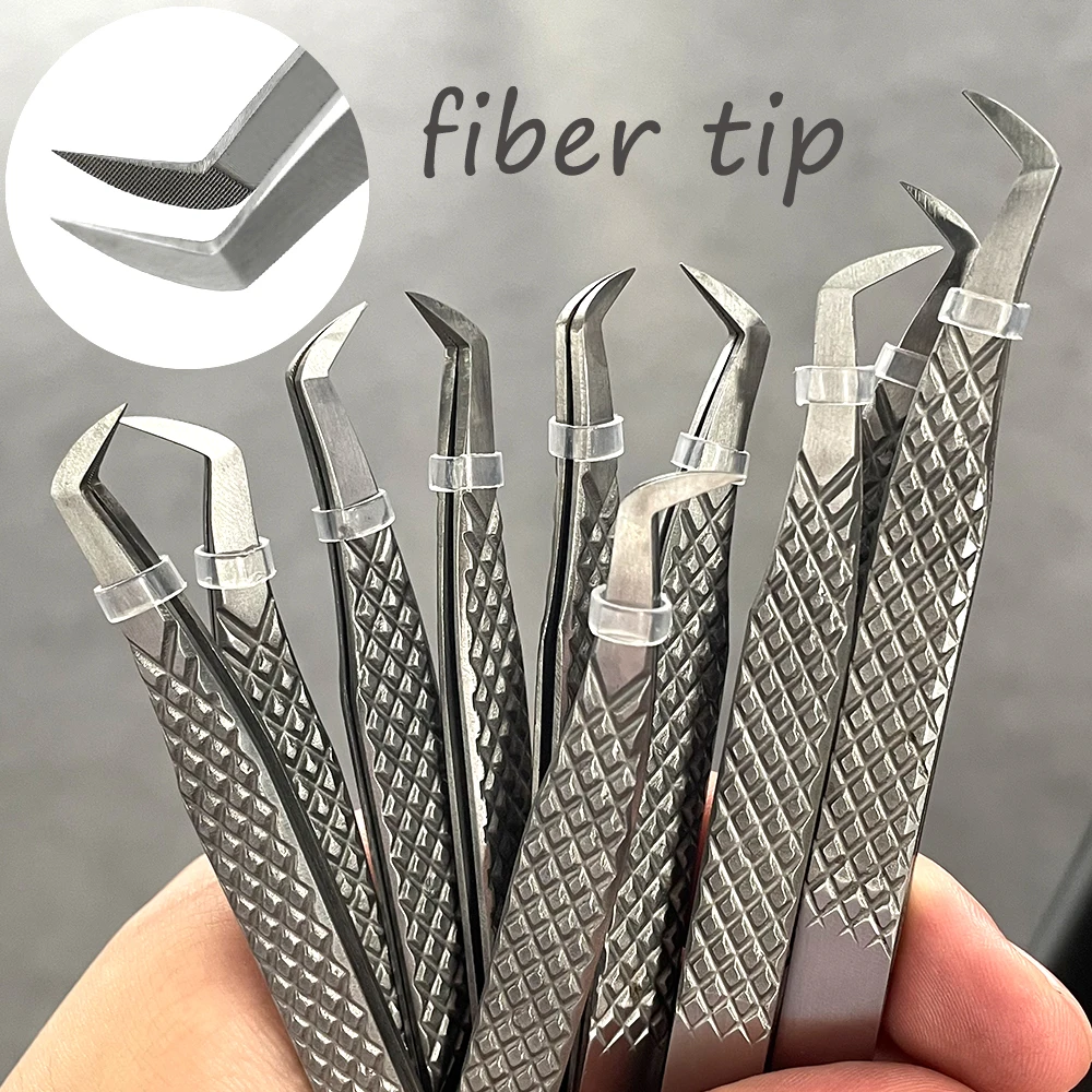 volume tweezers set with fiber tips stainless steel high quality dumout vetus classic volume eyelash tweezers set with logo