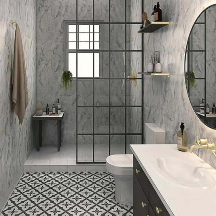 Interior Pannelli Lastre Finto Marmo Prezzo Marmor Paneele Grey-Imitation Wpc Marble Look Like Effect Wall Cladding Shower Panel