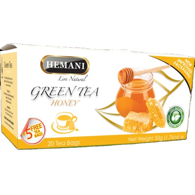 Organic Natural Herbal Extract HEMANI Green Tea - HONEY, 2g*25 teabags/Box 50g, Helps Weight Loss Slim, Immune, Brain Function