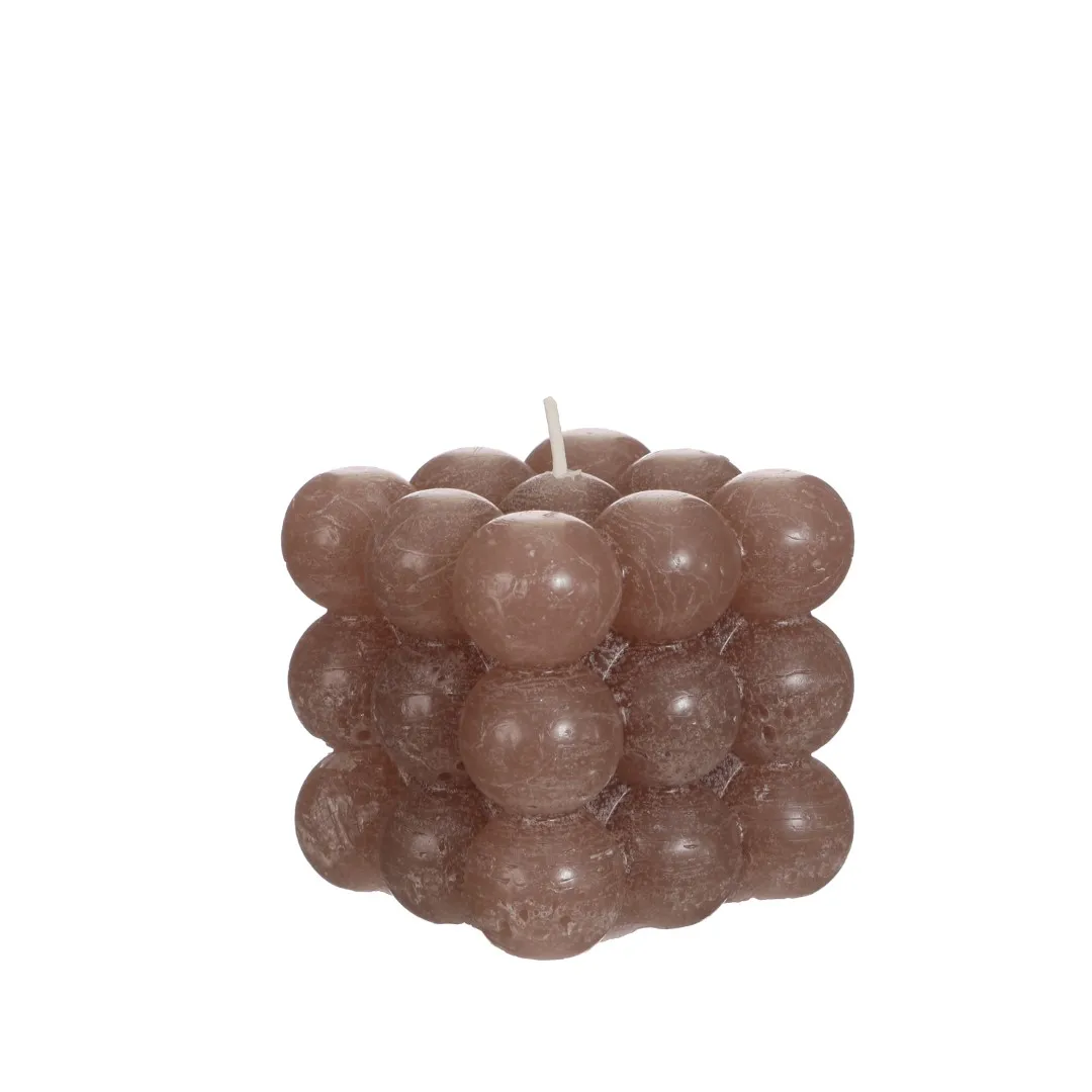 Home Decor Bubble Cube Bubbly Candles taupe available multiple colours -24 burning hours- 8x8x8 cm for Wholesale