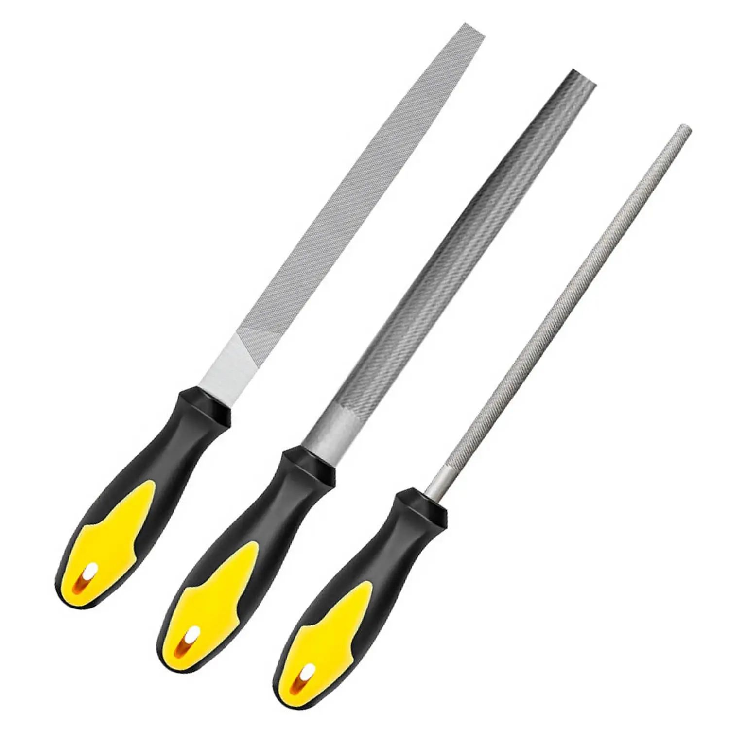 Metal File Set 3PCS Kit, 8 Inch High Carbon Steel File Blade Square Flat/Round/Half-Round Files for Metal, Wood, Carpentry, DIY,