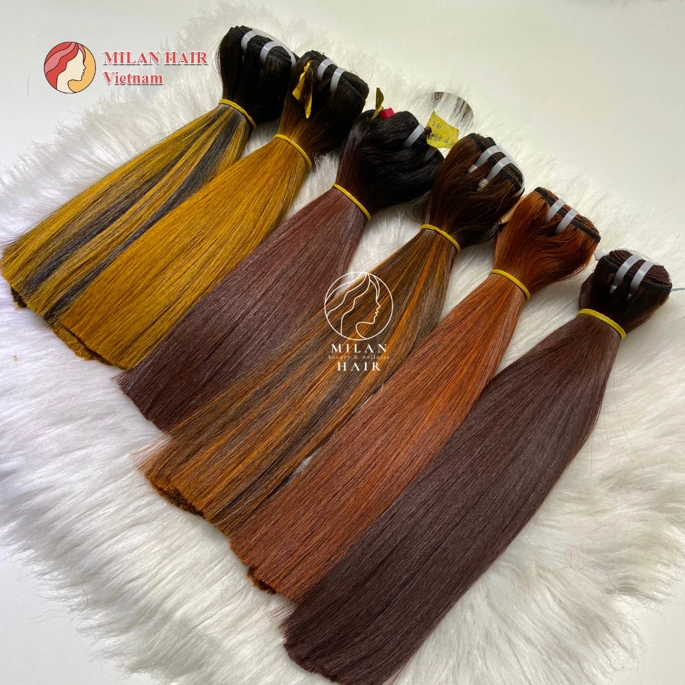Wholesale from 25 bundles of natural hair extensions Vietnamese women use to sew dyed wig heads human hair bundles