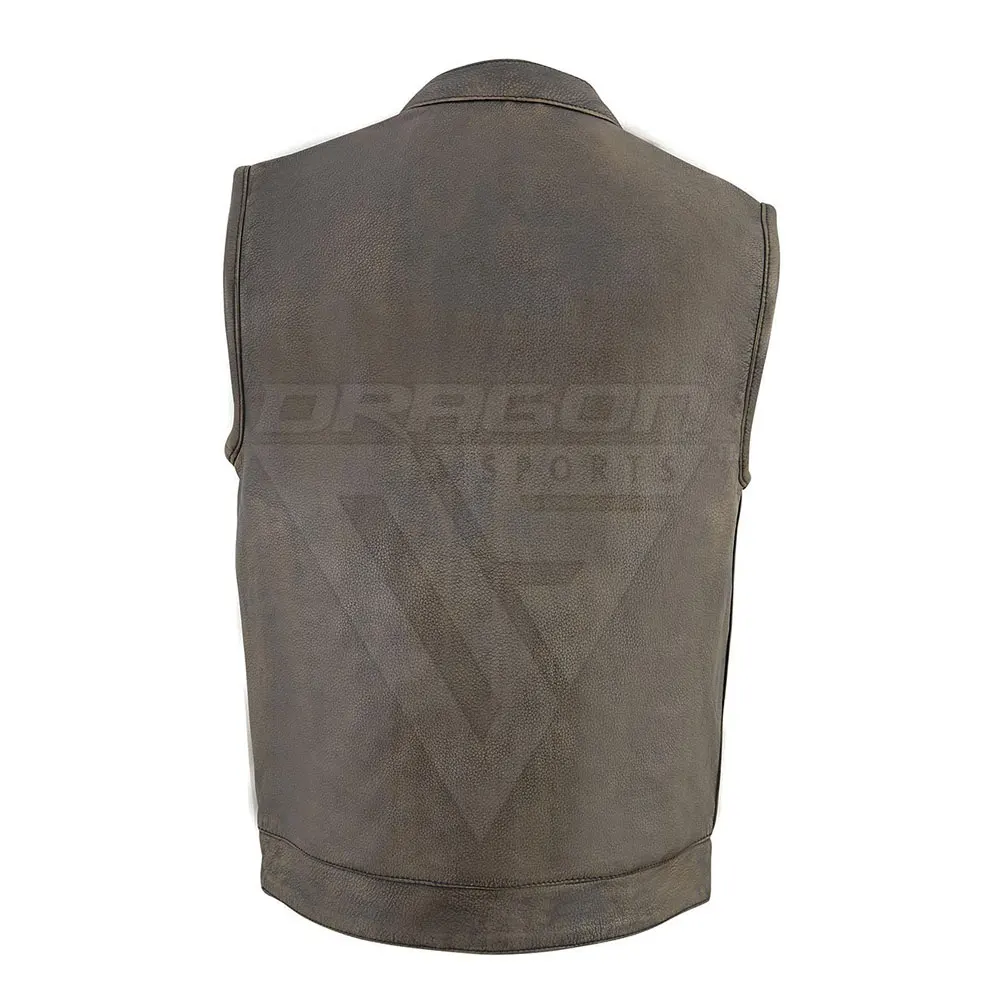 Plus Size Fashionable Sleeveless Men Leather Vest Motorbike Leather Vest For Men Cowhide Leather Waistcoat