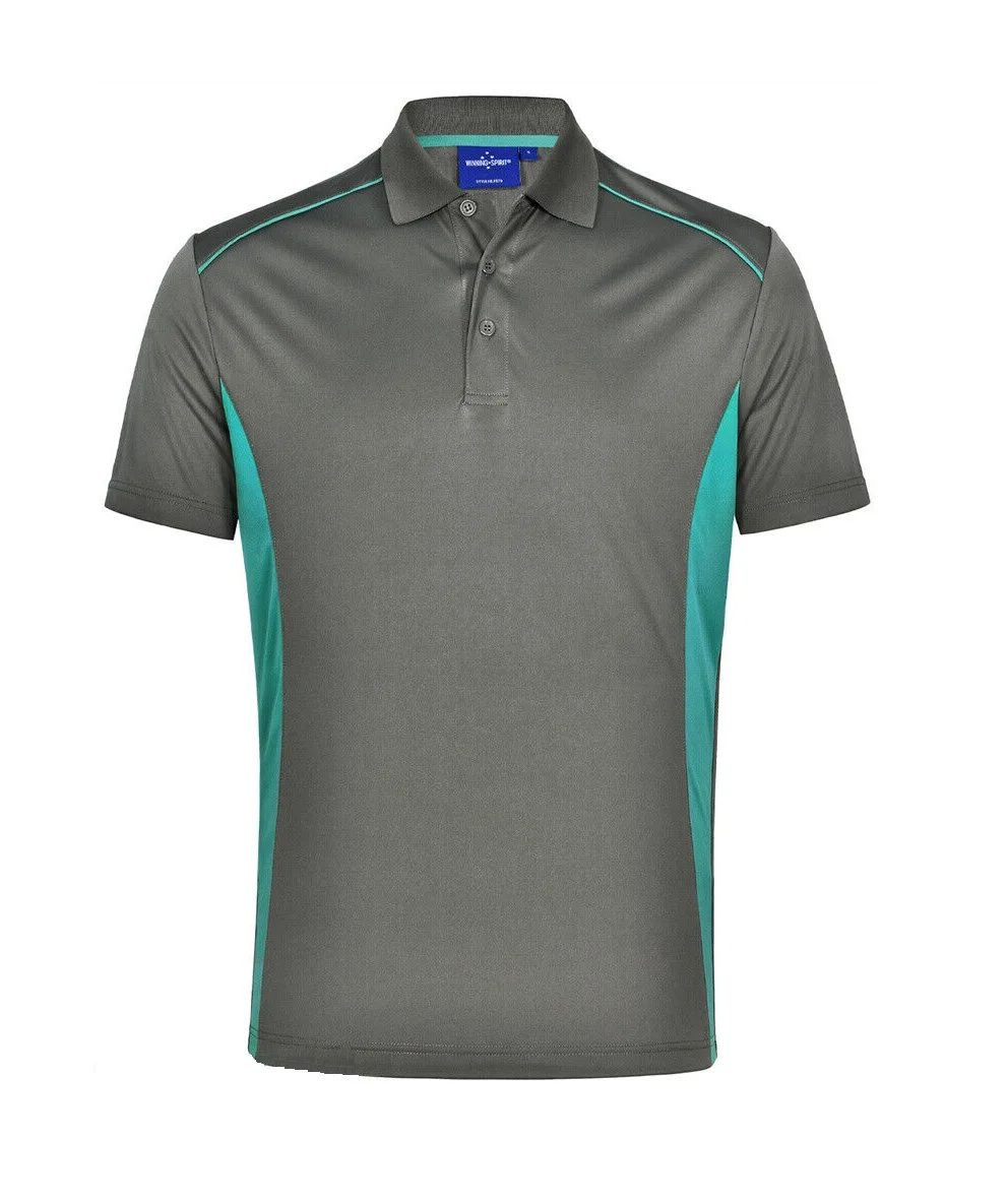 Custom Men Active Polo Shirt Contrast Panel Side Mesh Cool Dry Sports Gym Training Polo Shirts