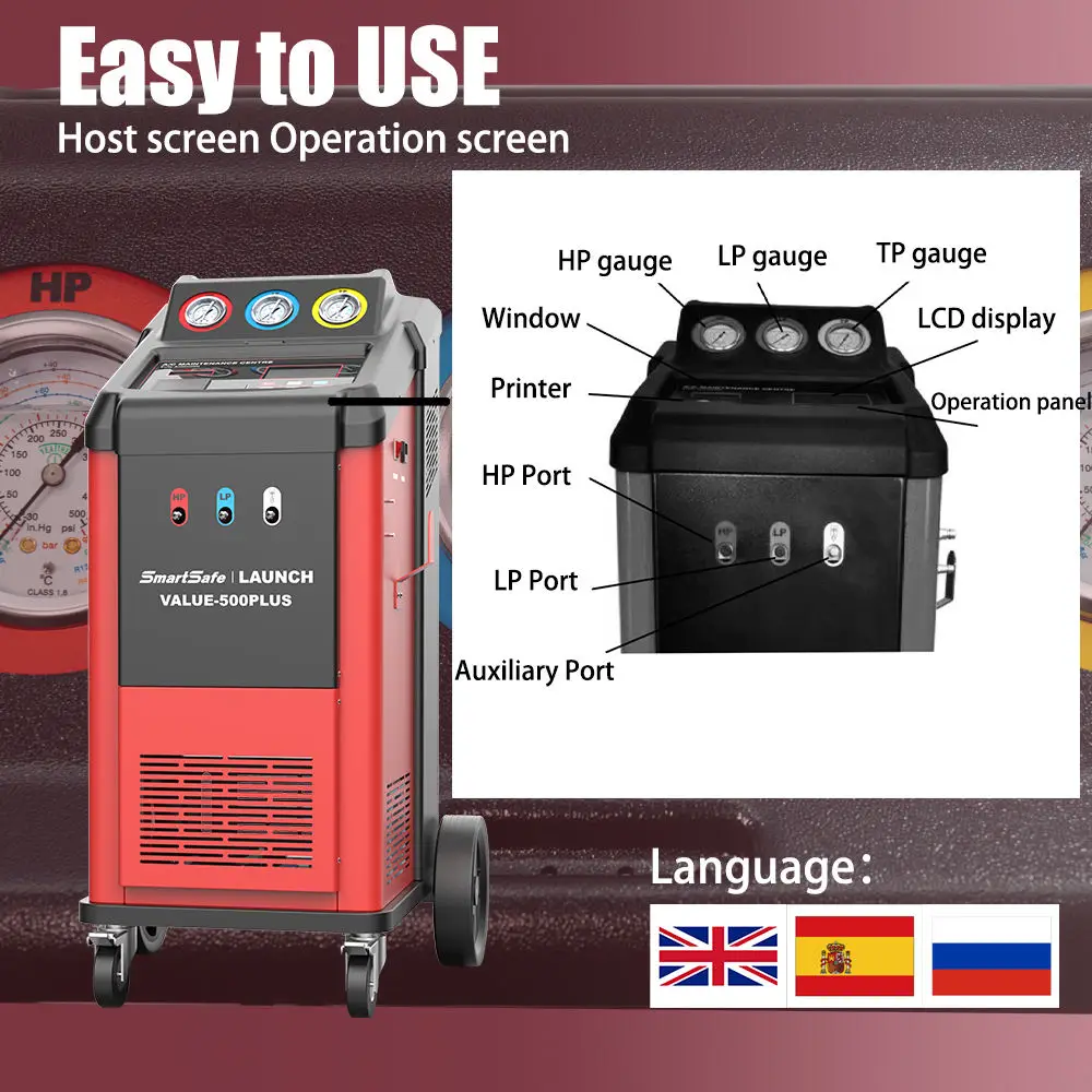 2023 LAUNCH Car Refrigerant Recovery Tools AC Flushing Machine Automotive Portable Car Air Condition Launch Value 500 Plus