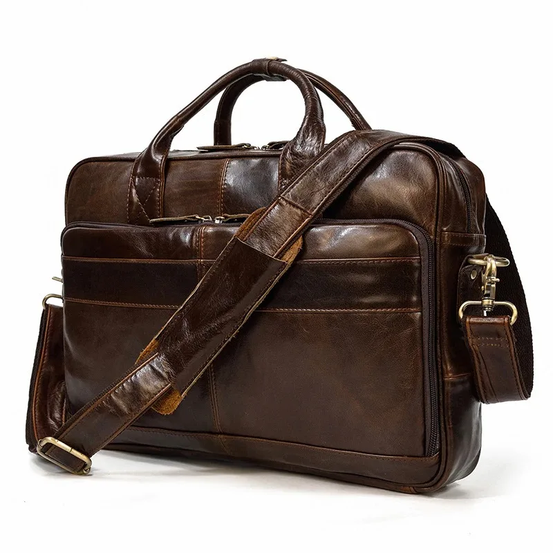 Travel Laptop Bag for Men Large Genuine Leather Handbag Male Business Briefcase Fashion Real Cowhide Computer Shoulder Bag