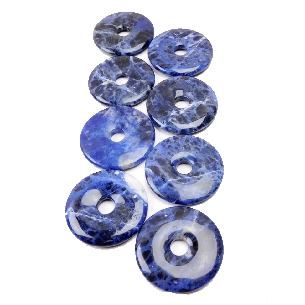 high quality Crystal Donut sodalite Beads Pendants Jewelry Making Donut Coin Pendant Gemstones For Jewelry Making wholesaler
