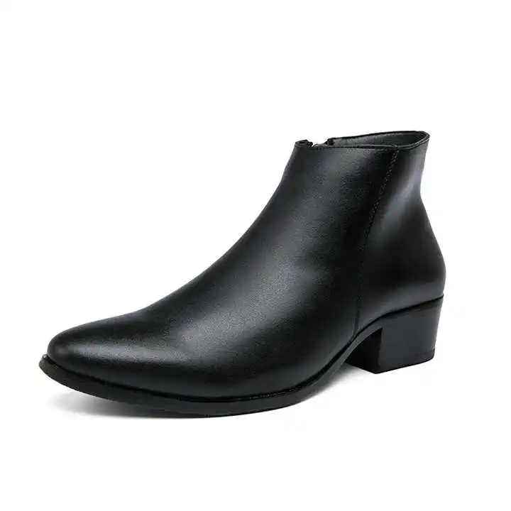 Mens Retro Chelsea Booties Pointy Toe Ankle Boots Casual Leather Zip Shoes Party