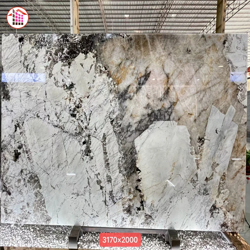 Brazil Luxury Stone Backlit Patagoina Wholesale Price Pandora White Marble Slab  Brazilian Pandora Marble