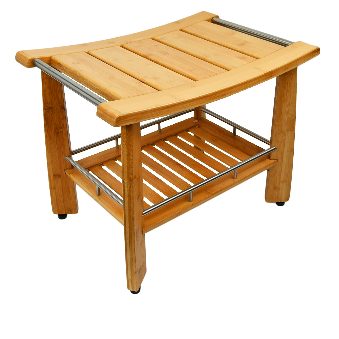 Youlike Bamboo Shower Bench For Bathroom,  Bamboo Seat with Storage Shelf for Inside Shower Legs Shaving