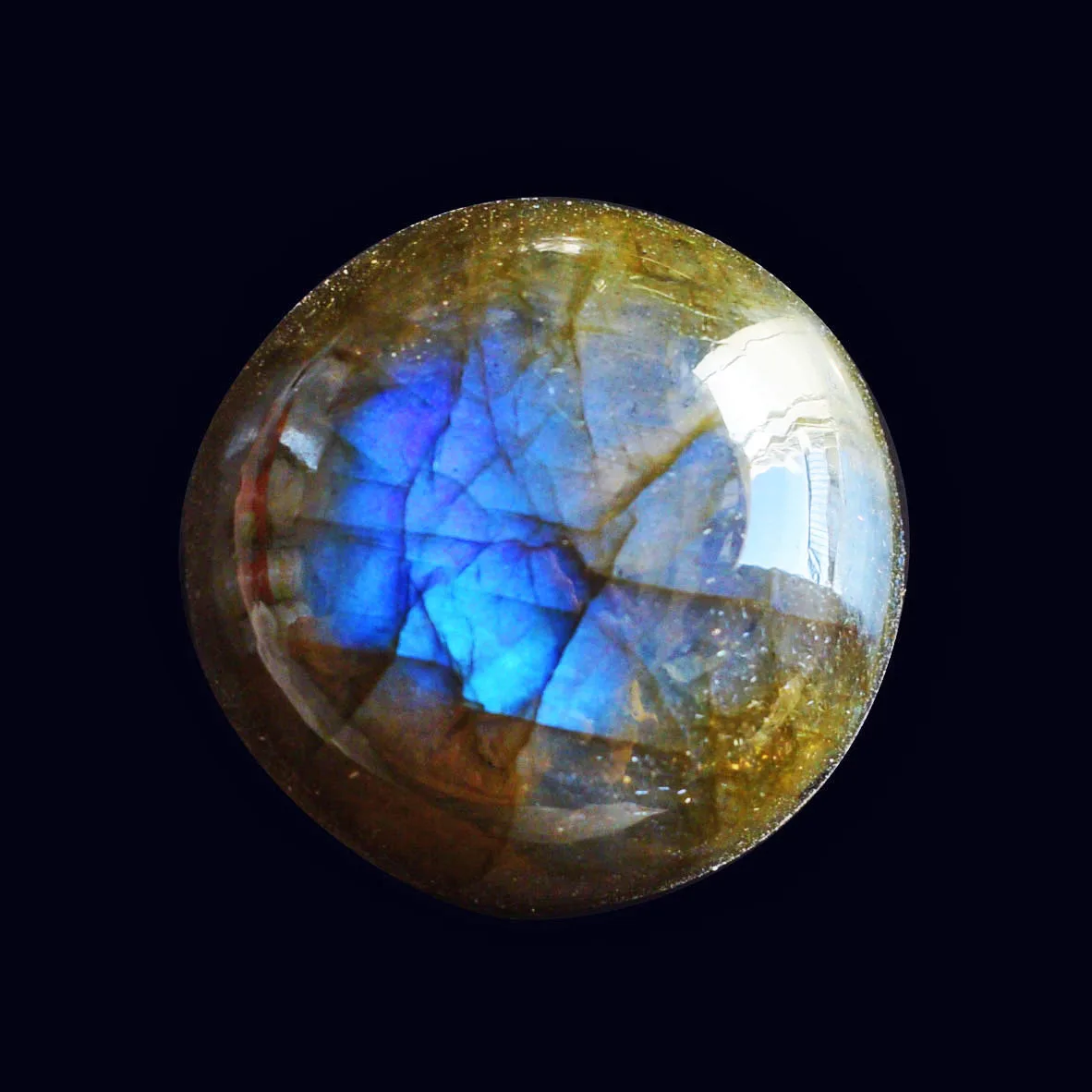 Labradorite Cabochon Round Shape Gemstone Jewellery Making Size 23x23x10 MM Pendant Making Gemstone Blue Flashy Fire Flat Back