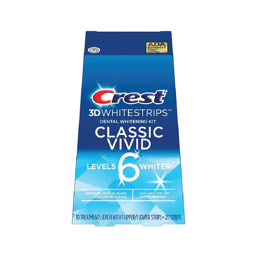 Crest 3DWhite Whitestrip Classic Vivid 1 box 10 Pouches 20 Strips Crest Teeth Whitening Strips