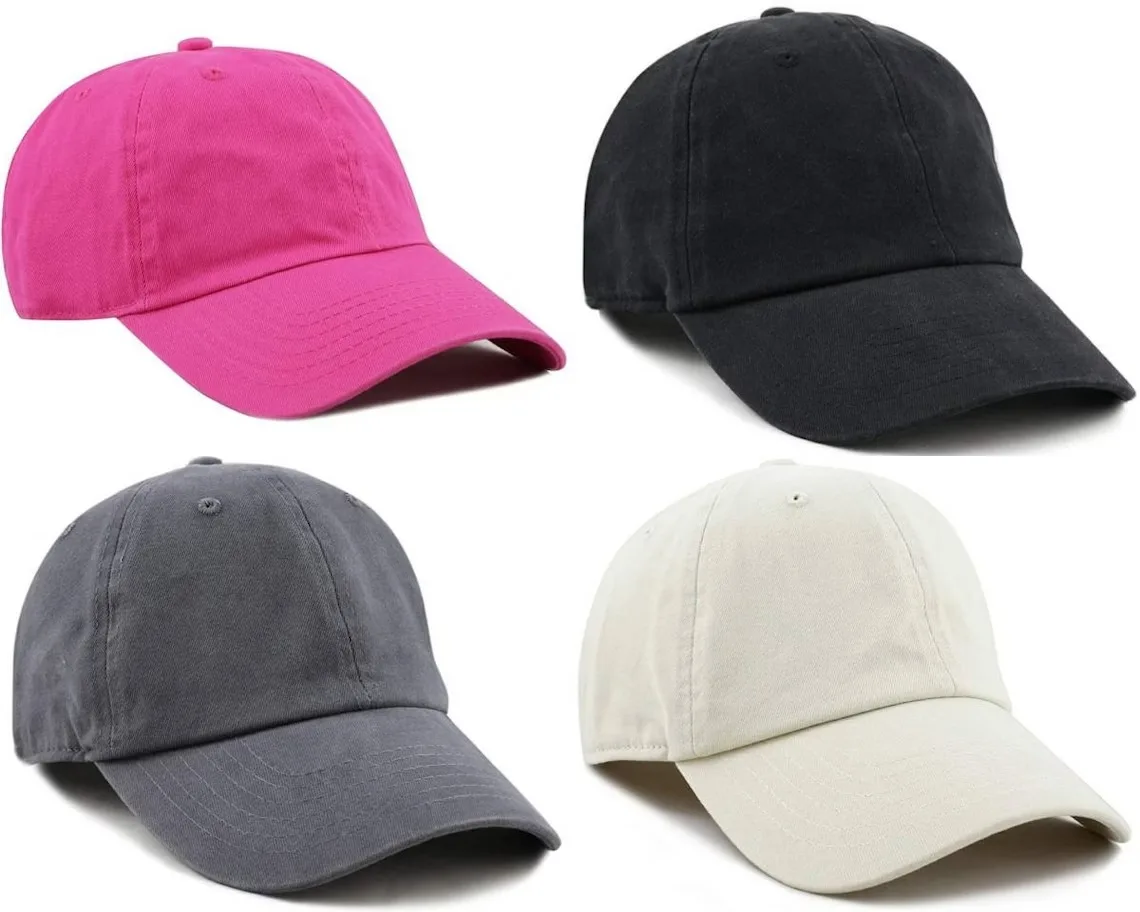 Blank 100% Cotton Washed Unstructured Baseball Caps Custom Logo On 6 Panels Curve Brim Sport Caps OEM Vietnam Headwear Caps Hats