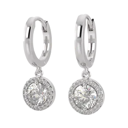 Crystal Bling Custom 925 Sterling Silver Earrings Huggie Hoop