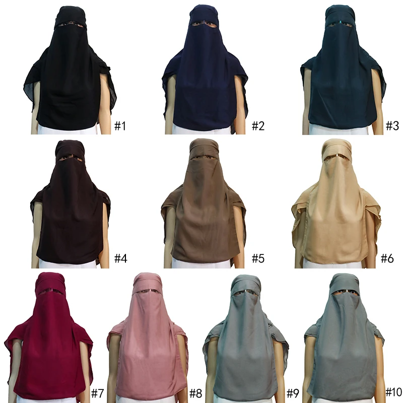 Traditional Arabic chiffon niqab khimar hijab instant ready to wear chiffon niqab face cover hijab