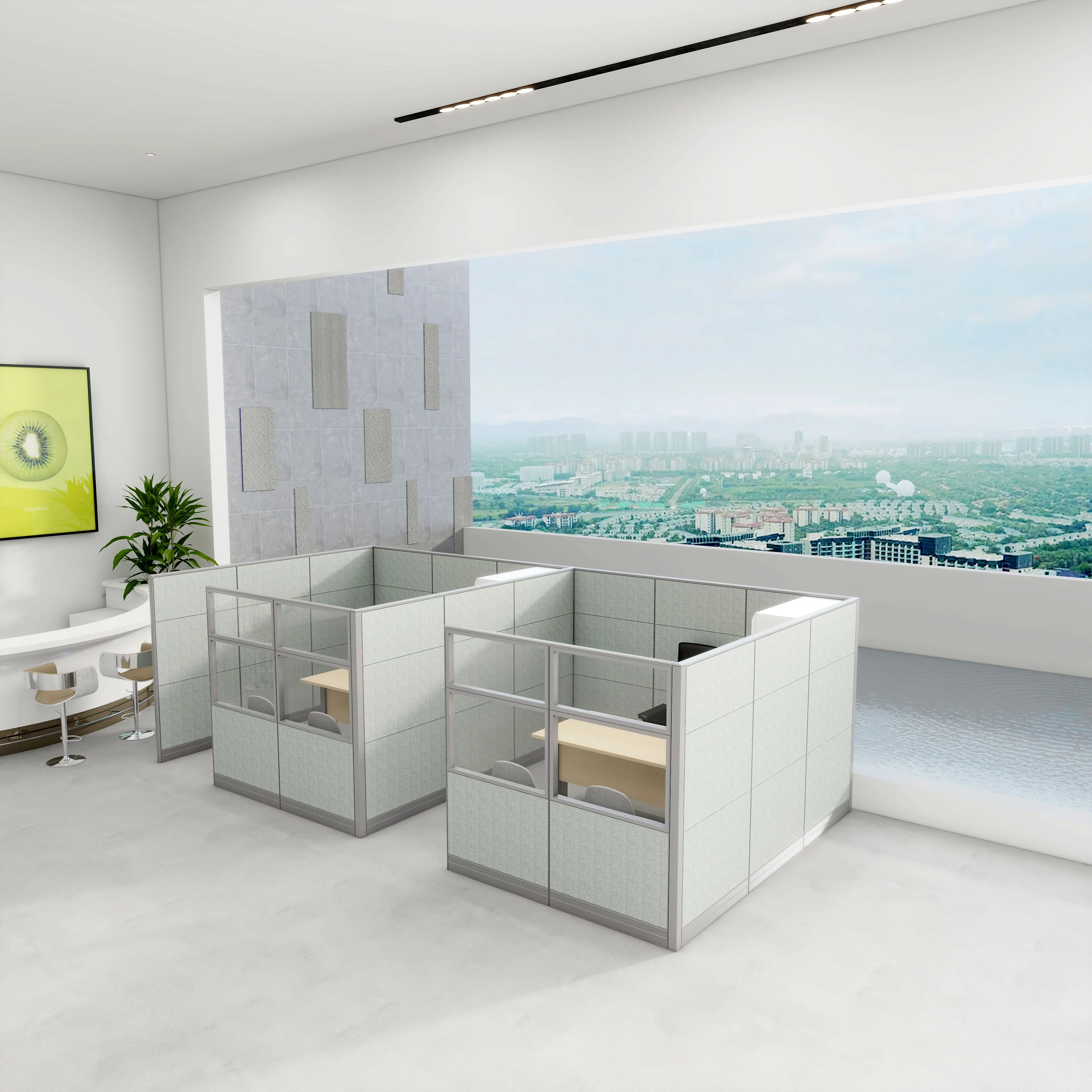 Office Furniture Stylish Office Environment Open Partition Workstations With Cabinet Custom Modular Desk Solutions