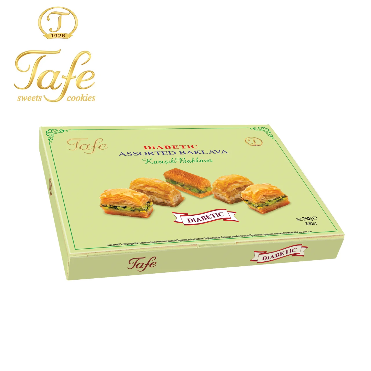 Tafe Assorted Special Mix Baklava - Baklawa in Carton Box  250 g Diabetic - 111 code Traditional Pastry