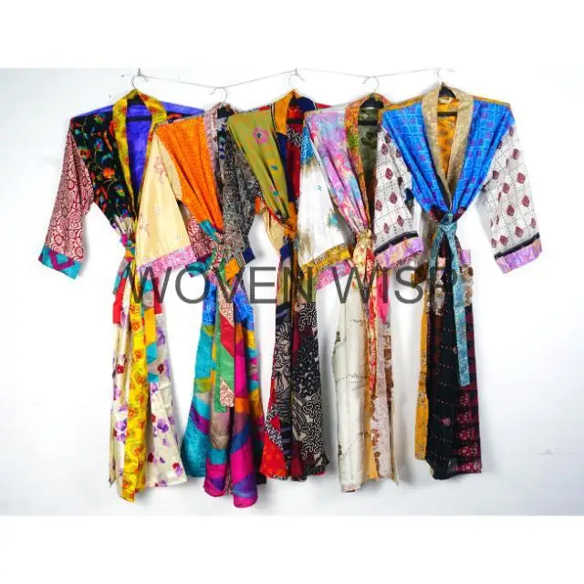 Best Selling Silk Kimonos Ladies Indian Floral Printed Soft Naturally Spaghetti Strap Silk Kimono Cambric Free Size Multi Color