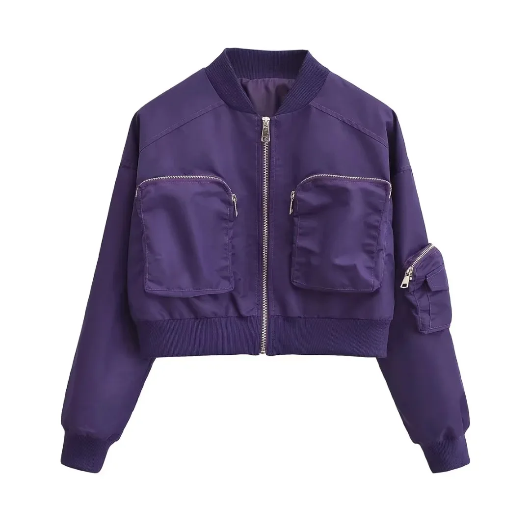 2024 Spring and Autumn street fashion High street trend club short zip jacket women