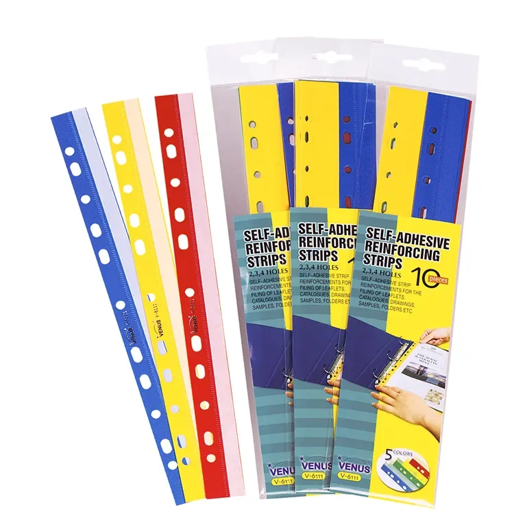 Peel-and-attach perforated filing strips