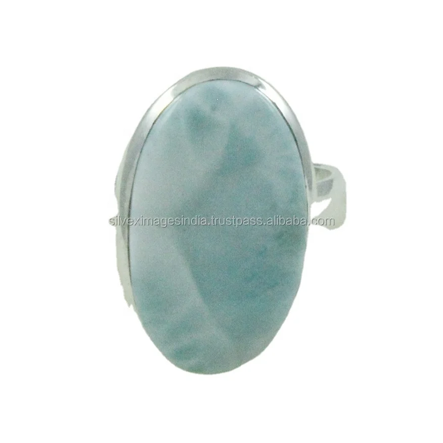 Sky Color Larimar Stone Classy Design Sterling Silver 925 Ring Beautiful Supplier Silver Ring