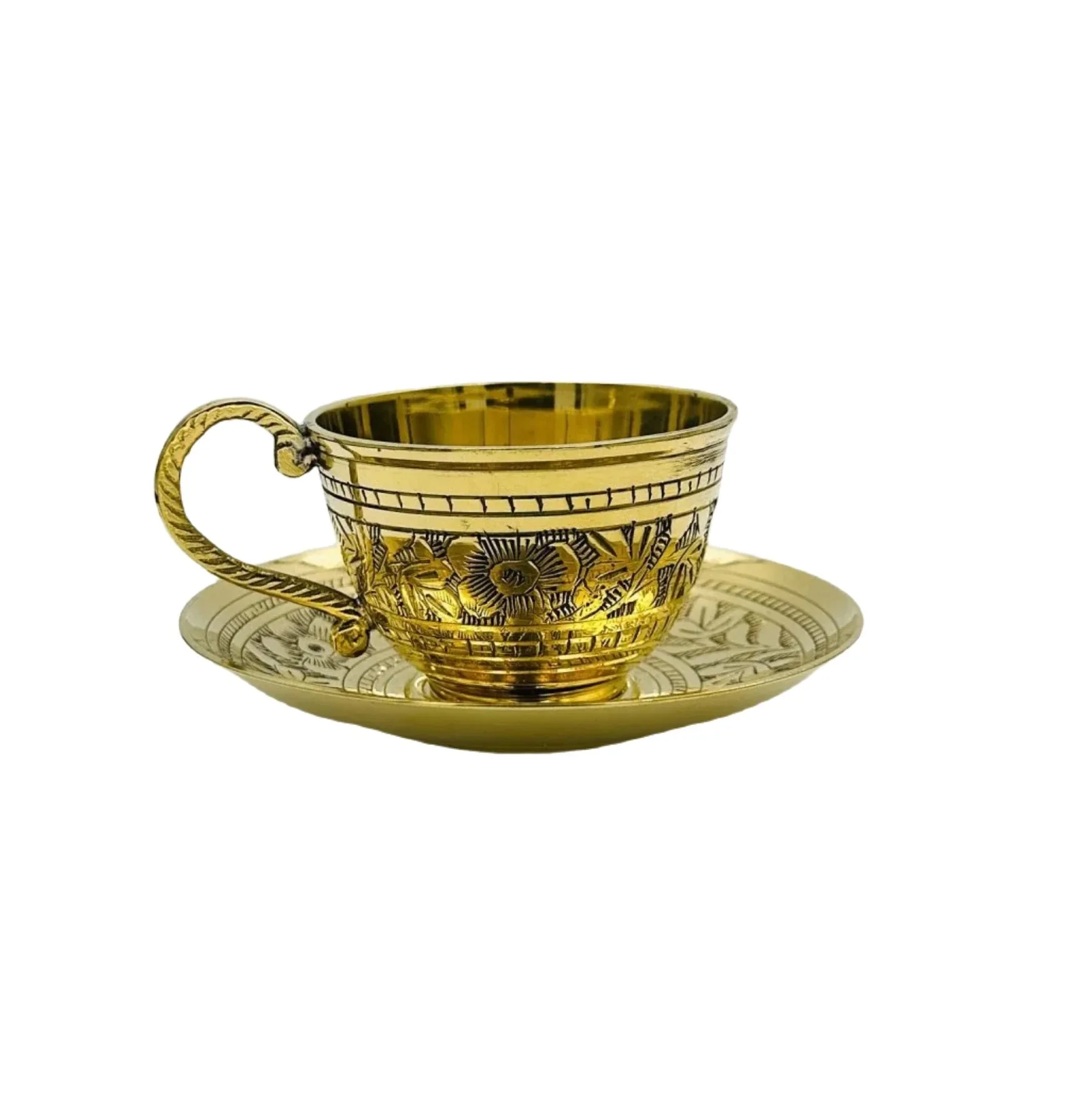 High Standard Quality Brass Cup Saucer For Home Kitchenware Serving Cup Sauser Decorative Customized Size Available.
