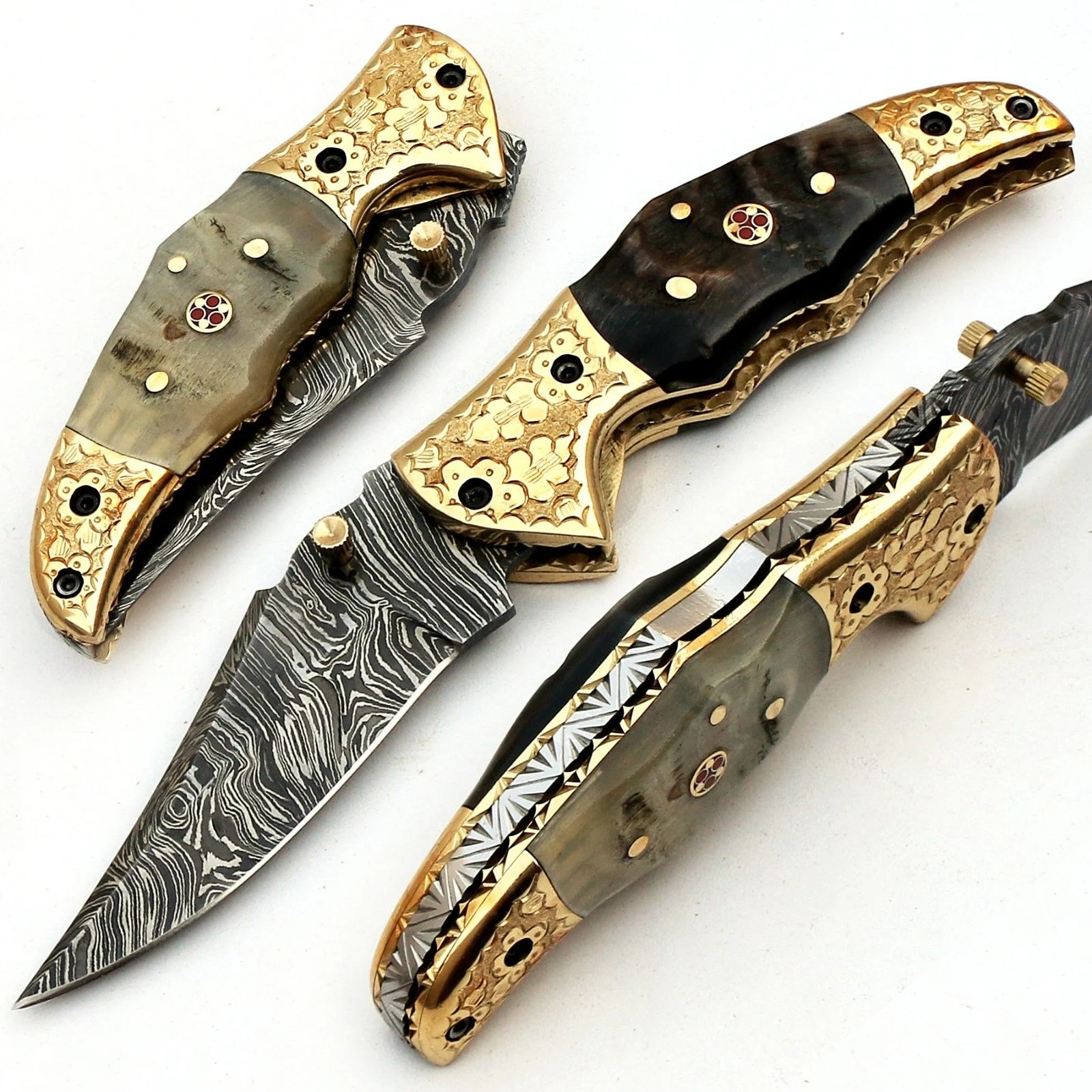OEM Fixed Blade Strong grip  Damascus Stainless Steel  Hunting Outdoor pocket Knife With  Leather Sheath