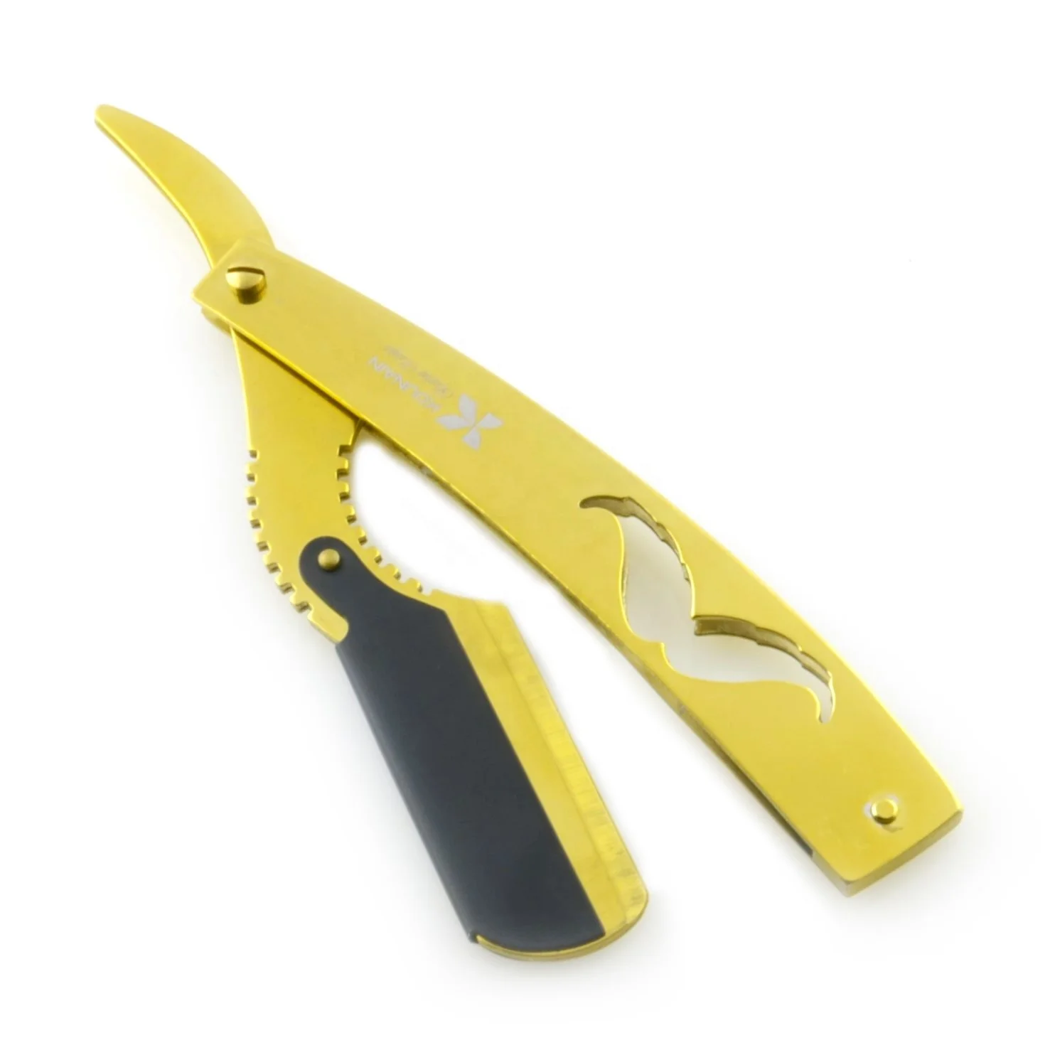 Kounain Professional Barber Folding Straight Edge Razor Gold Black Manual Razor Hairdressing Haircut Bread Mustache Shaver salon
