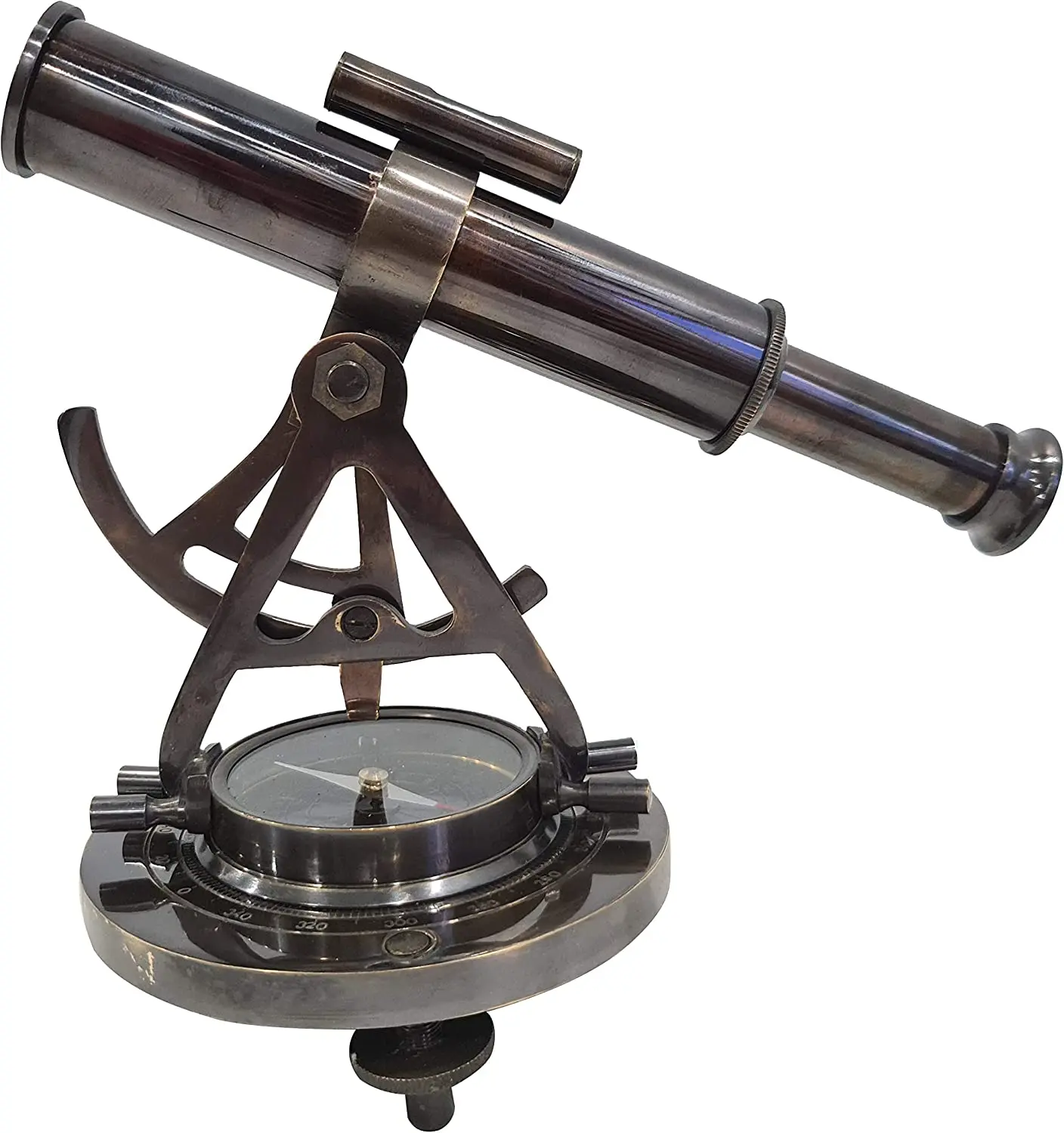 Alidade Telescope Brass Nautical Antique With Compass On Base Office/Home Decor binoculars antique vintage handmade gift