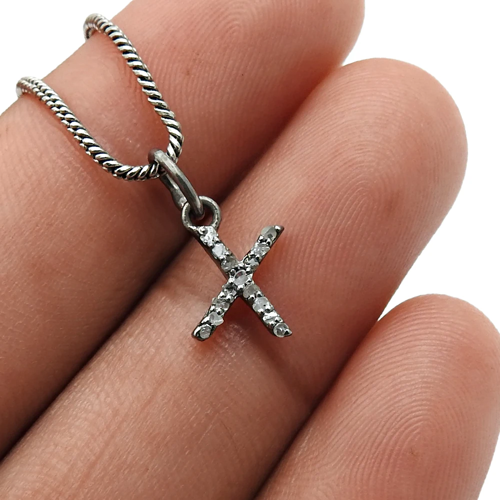 B Alphabet Black Rhodium Plated 925 Sterling Silver Natural Diamond Pendant Gift For Her Wholesaler Manufacturer Supplier India