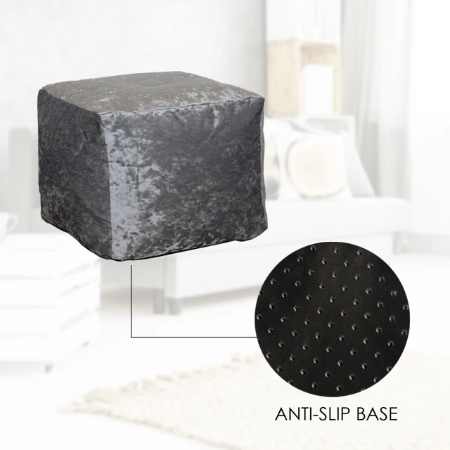 Soft Crushed velvet piping bean cube square Bean Bag