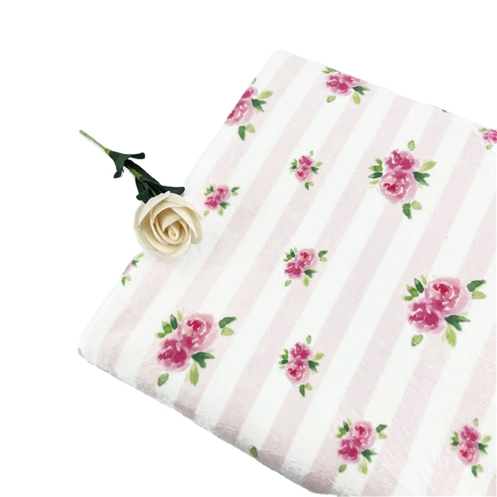 Wholesale Minky Plush Fabric Knit Soft Custom Digital Print Fabric Printing Polyester Minky Fabric for Children Baby