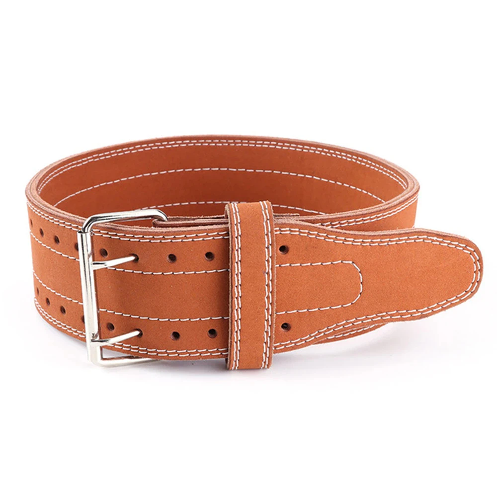 Custom Cowhide Leather Weightlifting Belt Weight Lifting Back Support Power Training Belt Gym Fitness Equipment Workout Exercise