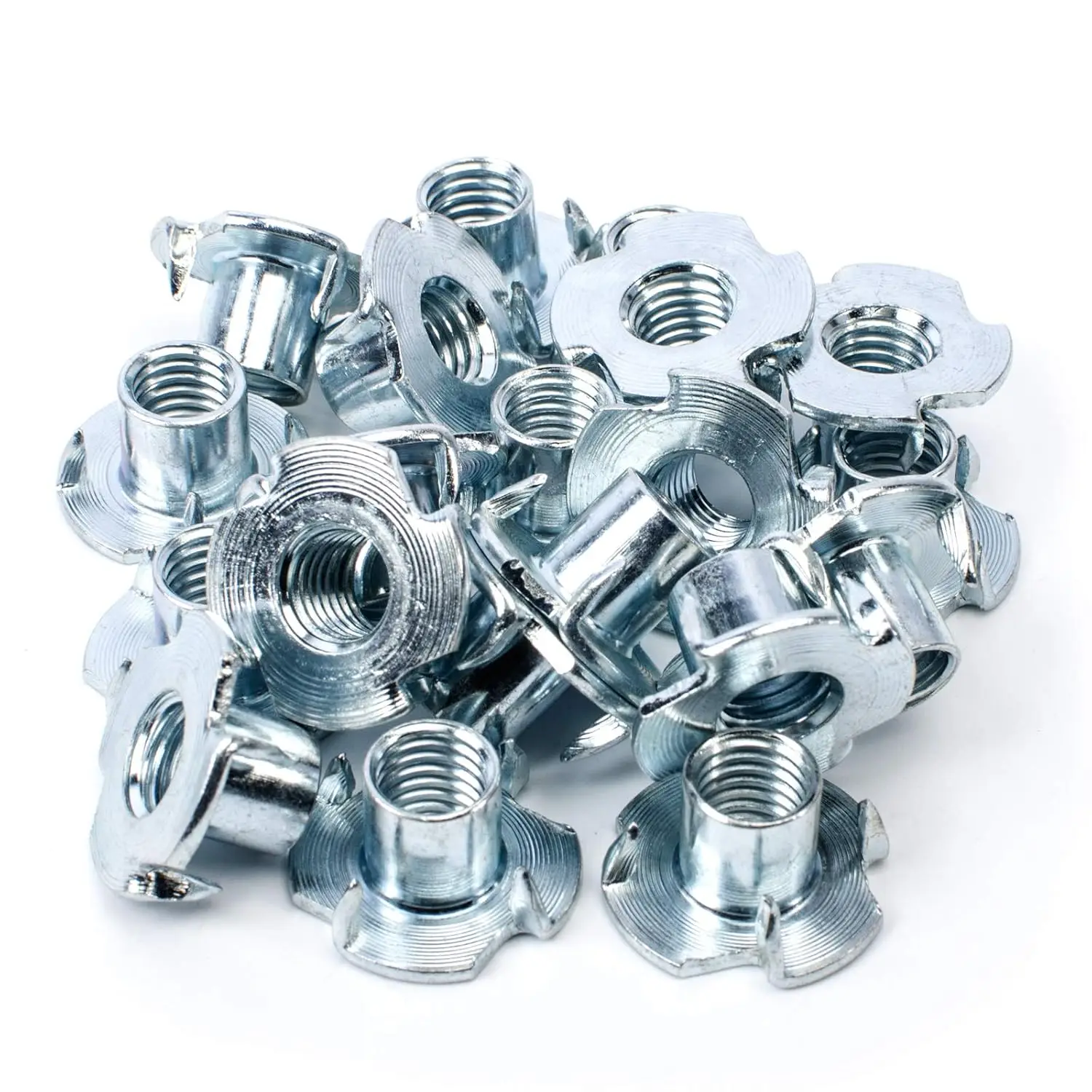 M2-M20 Thread Galvanized T-Nut Tee Nuts Electrical Equipment Full Threaded 10mm Dia 4 Prongs Metric Certificate Plated Finish